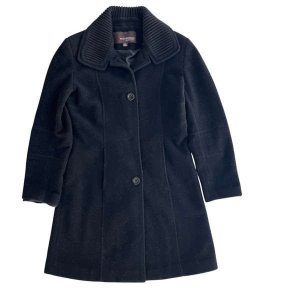 Weatherproof Garment Co Women S Black Wool Blend Single Breasted Button Pea Coat - Picture 1 of 14